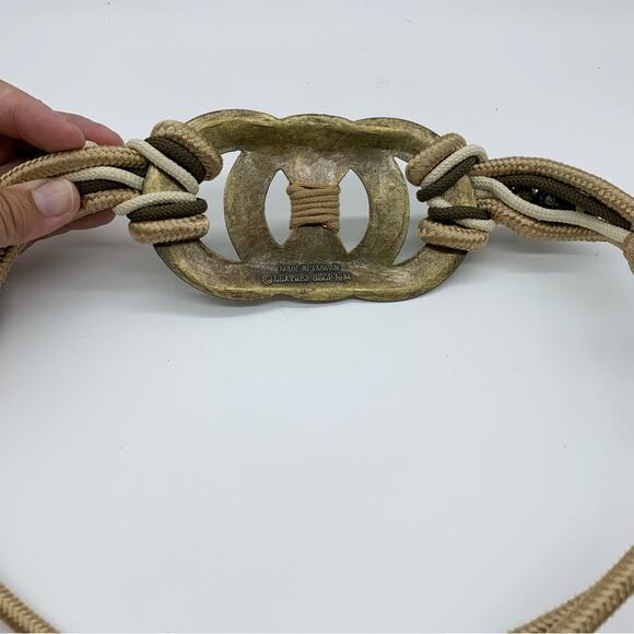 Vintage 90's Leather Shop Retro Boho Metalwork Rope Belt -Festival Grunge Hippie - Picture 5 of 7